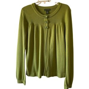 Mountain Lake Green Button Front Babydoll Cardigan Sweater Women's Medium‎